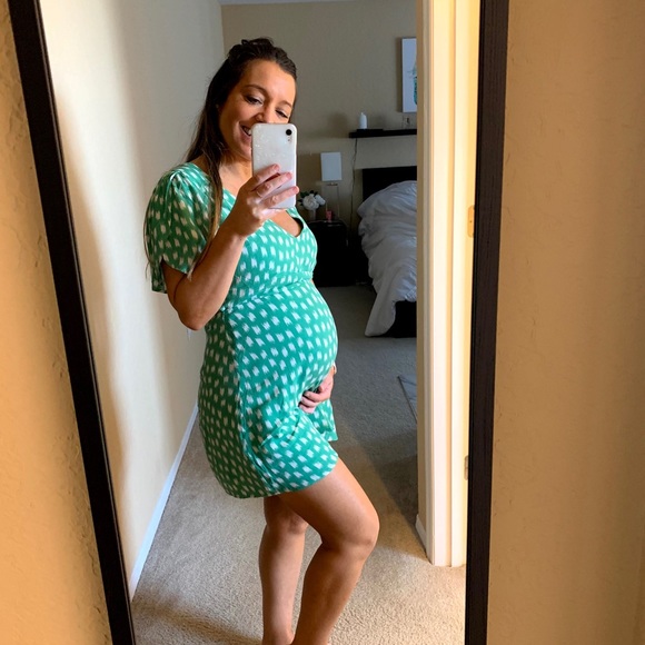 Green White Spots Short Sleeve Cut Out Sundress - Picture 5 of 6